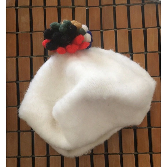 Vintage Beret White Felt With Pom Pom hat Ooh La La! - Picture 1 of 12